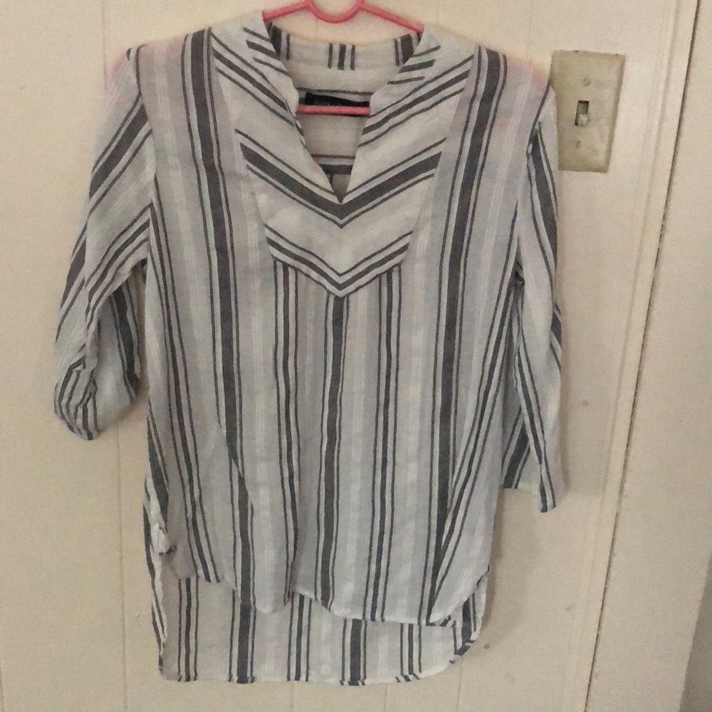 Grey and white blouse